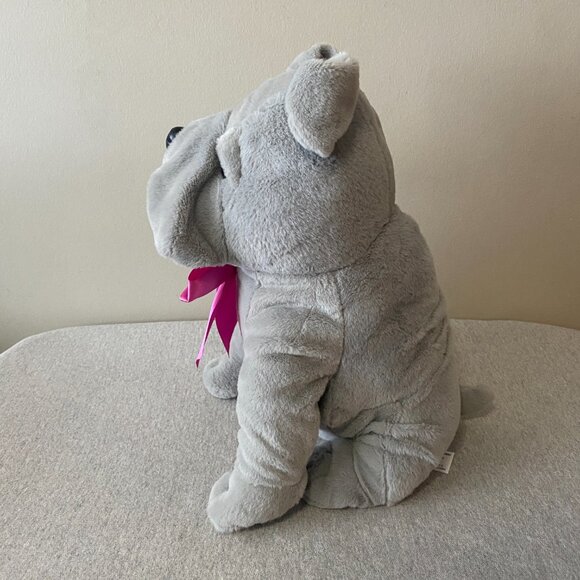 NWOT Shoppers Drug Mart Valentine's Day XOXO Grey Bulldog Pink Bow 14" - Picture 3 of 7